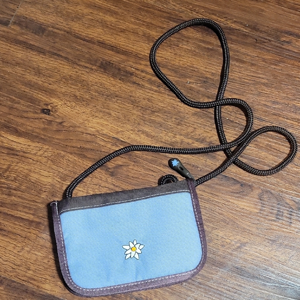 Sherpani Blue and Brown Crossbody Bag with Leather Trim